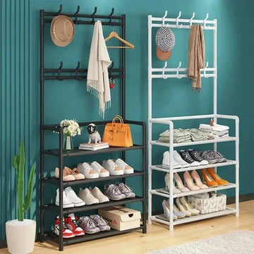 Multi-Layer Shoe Rack with Clothes Hanger