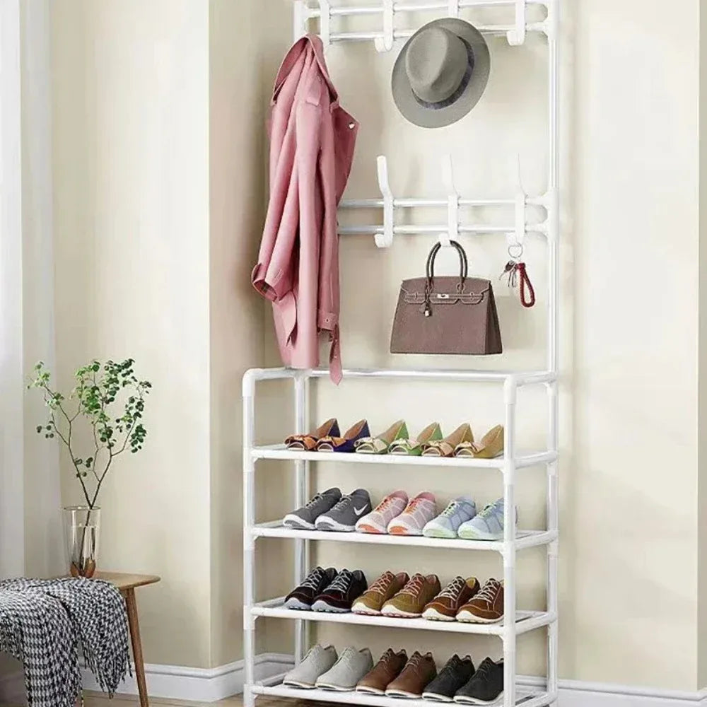Multi-Layer Shoe Rack with Clothes Hanger