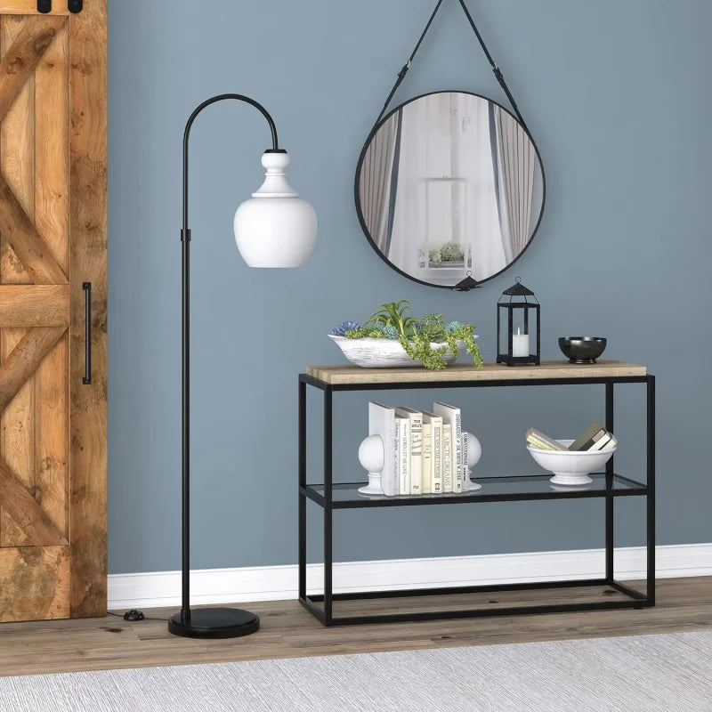 Arc Floor Lamp with Glass Shade