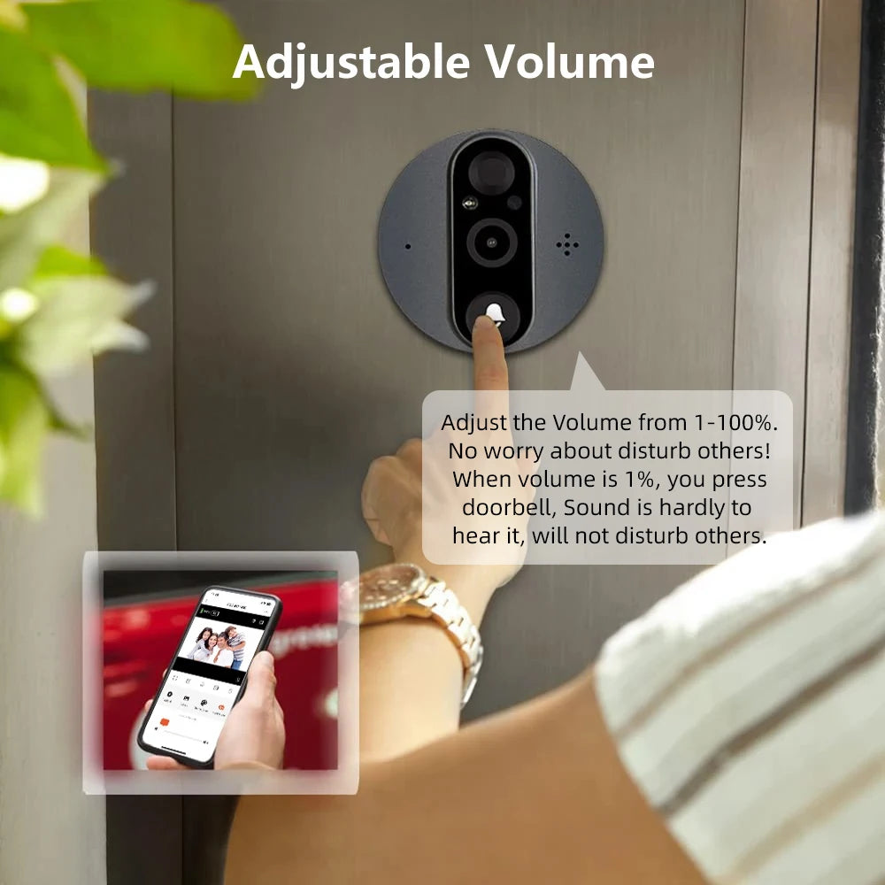 1080P WiFi Door Bell Eye Peephole Camera