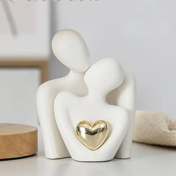 Couple Hugging Figurine Ceramic Statue