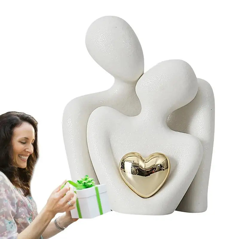 Couple Hugging Figurine Ceramic Statue