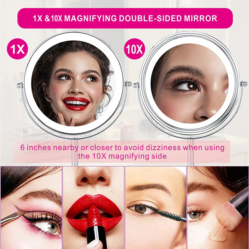 10X Magnifying LED Makeup Mirror With Light