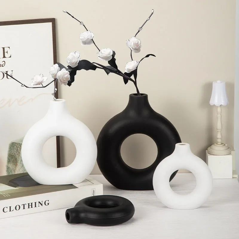 Vase Donut Shape Single Flower Pot