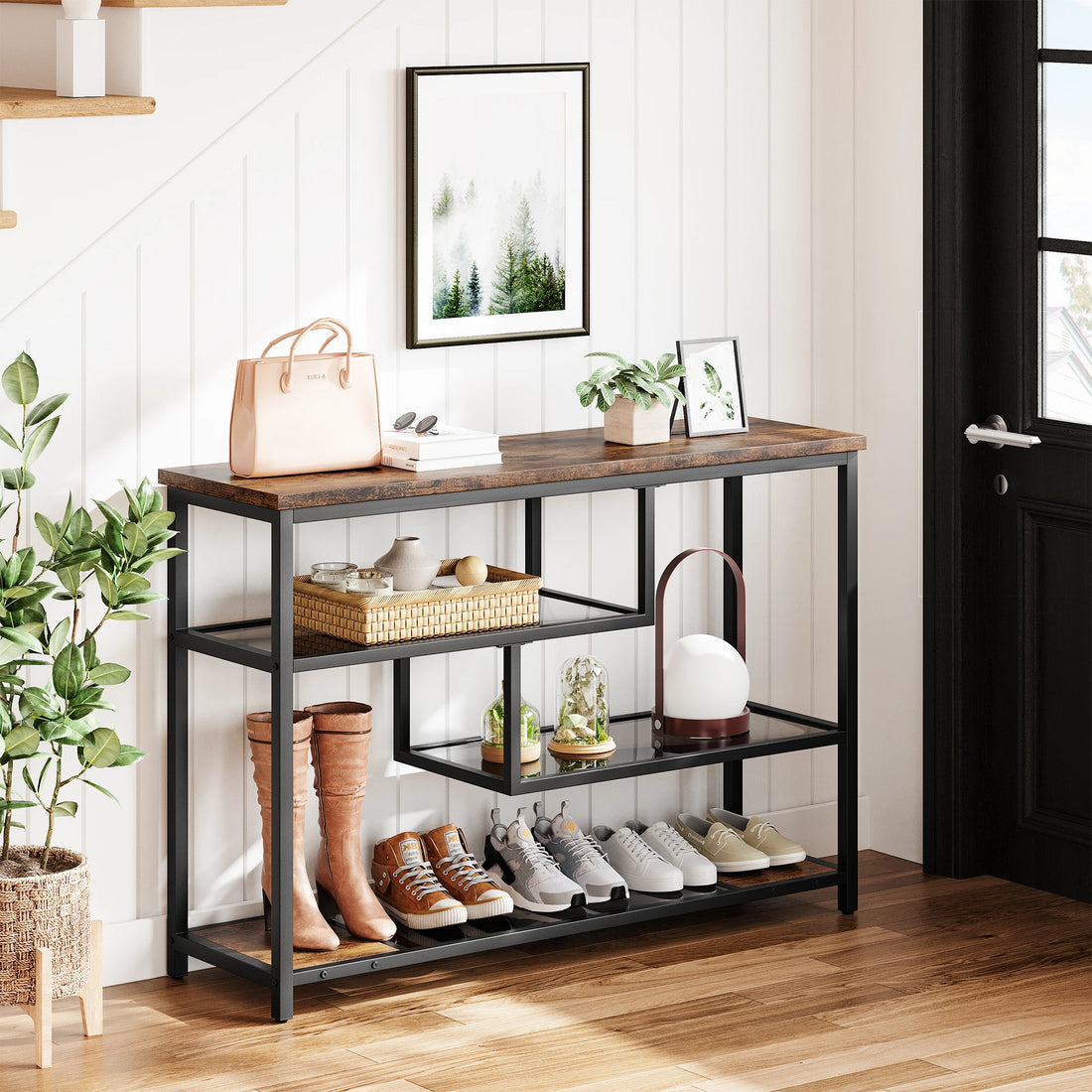 4-Tier Sofa Tables  with Glass Shelf