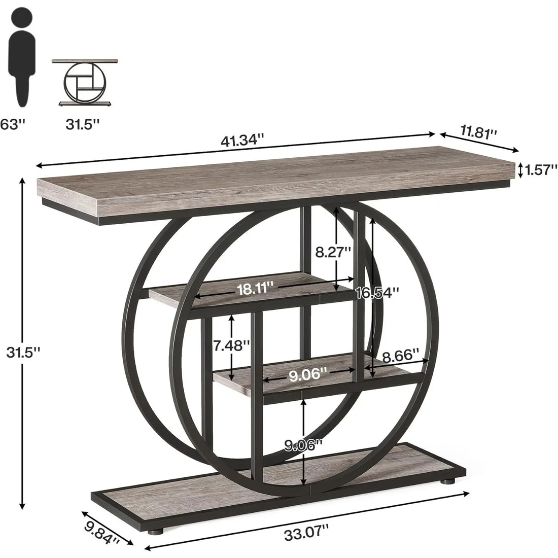 4-Tier Narrow Wood Accent Tables with Storage Shelves